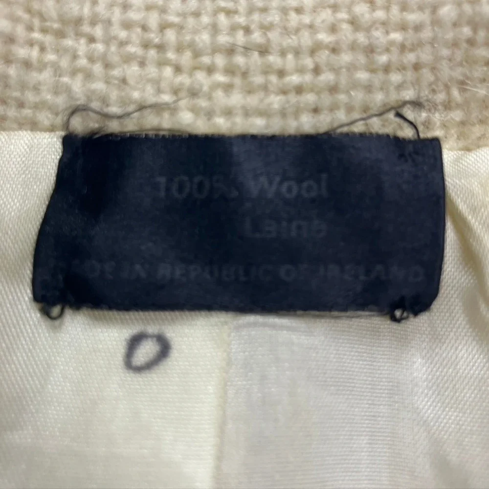 Vintage Dorene Donegal Tweed Wool Blazer Women's 12‎ Cream Ireland Pure New wool